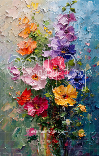 Oil Painted Flowers Texture Fine Art Floral Fabric Backdrop Sweep-Fabric Photography Sweep-Snobby Drops Fabric Backdrops for Photography, Exclusive Designs by Tara Mapes Photography, Enchanted Eye Creations by Tara Mapes, photography backgrounds, photography backdrops, fast shipping, US backdrops, cheap photography backdrops
