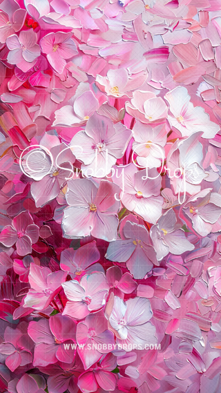 Oil Painted Pink Flowers Fine Art Floral Fabric Backdrop Sweep-Fabric Photography Sweep-Snobby Drops Fabric Backdrops for Photography, Exclusive Designs by Tara Mapes Photography, Enchanted Eye Creations by Tara Mapes, photography backgrounds, photography backdrops, fast shipping, US backdrops, cheap photography backdrops