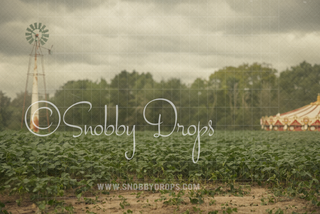 Old Abandoned Circus Field Backdrop-Fabric Photography Backdrop-Snobby Drops Fabric Backdrops for Photography, Exclusive Designs by Tara Mapes Photography, Enchanted Eye Creations by Tara Mapes, photography backgrounds, photography backdrops, fast shipping, US backdrops, cheap photography backdrops