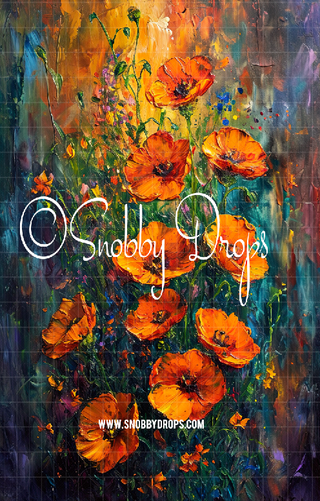 Orange and Blue Texture Fine Art Floral Fabric Backdrop Sweep-Fabric Photography Sweep-Snobby Drops Fabric Backdrops for Photography, Exclusive Designs by Tara Mapes Photography, Enchanted Eye Creations by Tara Mapes, photography backgrounds, photography backdrops, fast shipping, US backdrops, cheap photography backdrops