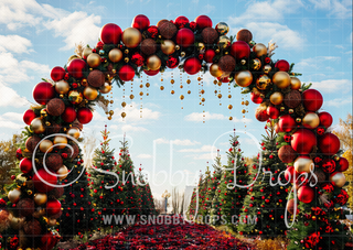 Ornament Arch Fabric Backdrop-Fabric Photography Backdrop-Snobby Drops Fabric Backdrops for Photography, Exclusive Designs by Tara Mapes Photography, Enchanted Eye Creations by Tara Mapes, photography backgrounds, photography backdrops, fast shipping, US backdrops, cheap photography backdrops