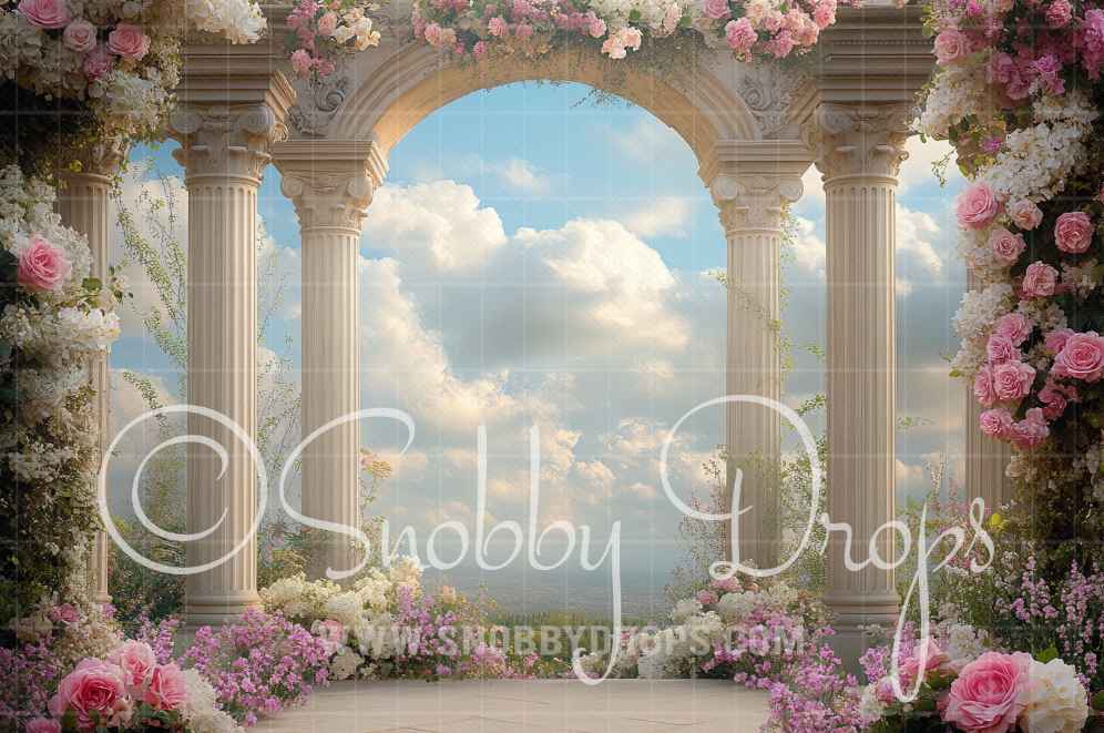 Ornate Pillars and Flowers Fabric Backdrop DCB089 by Snobby Drops USA