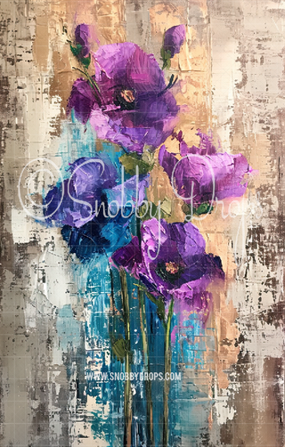 Painted Flowers Texture Fine Art Floral Fabric Backdrop Sweep-Fabric Photography Sweep-Snobby Drops Fabric Backdrops for Photography, Exclusive Designs by Tara Mapes Photography, Enchanted Eye Creations by Tara Mapes, photography backgrounds, photography backdrops, fast shipping, US backdrops, cheap photography backdrops