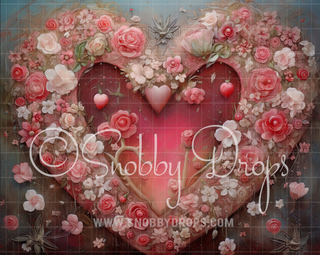 Painted Heart Valentine Fabric Wee Drop-Fabric Photography Backdrop-Snobby Drops Fabric Backdrops for Photography, Exclusive Designs by Tara Mapes Photography, Enchanted Eye Creations by Tara Mapes, photography backgrounds, photography backdrops, fast shipping, US backdrops, cheap photography backdrops