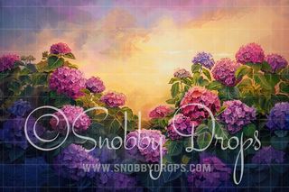 Painterly Hydrangeas Fine Art Floral Fabric Backdrop Sweep-Fabric Photography Sweep-Snobby Drops Fabric Backdrops for Photography, Exclusive Designs by Tara Mapes Photography, Enchanted Eye Creations by Tara Mapes, photography backgrounds, photography backdrops, fast shipping, US backdrops, cheap photography backdrops