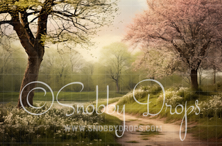 Painterly Spring Trees Path Fabric Backdrop-Fabric Photography Backdrop-Snobby Drops Fabric Backdrops for Photography, Exclusive Designs by Tara Mapes Photography, Enchanted Eye Creations by Tara Mapes, photography backgrounds, photography backdrops, fast shipping, US backdrops, cheap photography backdrops
