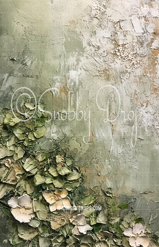 Pale Green Flowers Texture Fine Art Floral Fabric Backdrop Sweep-Fabric Photography Sweep-Snobby Drops Fabric Backdrops for Photography, Exclusive Designs by Tara Mapes Photography, Enchanted Eye Creations by Tara Mapes, photography backgrounds, photography backdrops, fast shipping, US backdrops, cheap photography backdrops