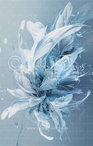 Pale Teal Floral Dance Fine Art Floral Fabric Backdrop Sweep-Fabric Photography Sweep-Snobby Drops Fabric Backdrops for Photography, Exclusive Designs by Tara Mapes Photography, Enchanted Eye Creations by Tara Mapes, photography backgrounds, photography backdrops, fast shipping, US backdrops, cheap photography backdrops