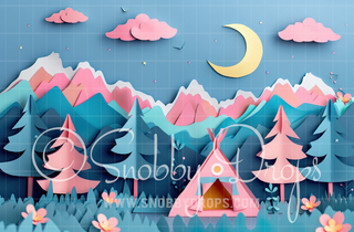 Paper Art Camp Fabric Backdrop-Fabric Photography Backdrop-Snobby Drops Fabric Backdrops for Photography, Exclusive Designs by Tara Mapes Photography, Enchanted Eye Creations by Tara Mapes, photography backgrounds, photography backdrops, fast shipping, US backdrops, cheap photography backdrops