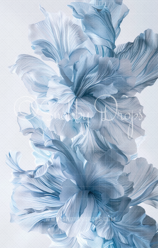 Pastel Blue Floral Dance Fine Art Floral Fabric Backdrop Sweep-Fabric Photography Sweep-Snobby Drops Fabric Backdrops for Photography, Exclusive Designs by Tara Mapes Photography, Enchanted Eye Creations by Tara Mapes, photography backgrounds, photography backdrops, fast shipping, US backdrops, cheap photography backdrops