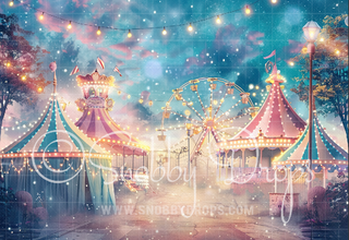Pastel Circus Scene Fabric Backdrop-Fabric Photography Backdrop-Snobby Drops Fabric Backdrops for Photography, Exclusive Designs by Tara Mapes Photography, Enchanted Eye Creations by Tara Mapes, photography backgrounds, photography backdrops, fast shipping, US backdrops, cheap photography backdrops