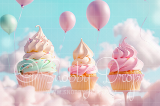 Pastel Ice Cream Birthday Fabric Backdrop-Fabric Photography Backdrop-Snobby Drops Fabric Backdrops for Photography, Exclusive Designs by Tara Mapes Photography, Enchanted Eye Creations by Tara Mapes, photography backgrounds, photography backdrops, fast shipping, US backdrops, cheap photography backdrops