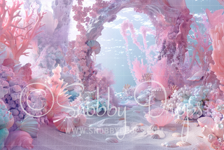 Pastel Mermaid Arch Fabric Backdrop-Fabric Photography Backdrop-Snobby Drops Fabric Backdrops for Photography, Exclusive Designs by Tara Mapes Photography, Enchanted Eye Creations by Tara Mapes, photography backgrounds, photography backdrops, fast shipping, US backdrops, cheap photography backdrops
