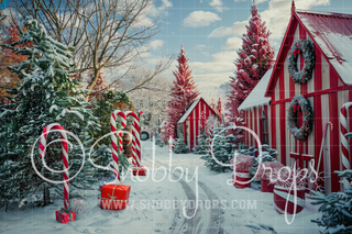 Peppermint Town Fabric Backdrop-Fabric Photography Backdrop-Snobby Drops Fabric Backdrops for Photography, Exclusive Designs by Tara Mapes Photography, Enchanted Eye Creations by Tara Mapes, photography backgrounds, photography backdrops, fast shipping, US backdrops, cheap photography backdrops