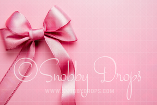 Pink Bow and Ribbon Fabric Backdrop-Fabric Photography Backdrop-Snobby Drops Fabric Backdrops for Photography, Exclusive Designs by Tara Mapes Photography, Enchanted Eye Creations by Tara Mapes, photography backgrounds, photography backdrops, fast shipping, US backdrops, cheap photography backdrops