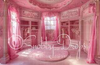 Pink Doll Walk In Closet Fabric Photography Backdrop-Fabric Photography Backdrop-Snobby Drops Fabric Backdrops for Photography, Exclusive Designs by Tara Mapes Photography, Enchanted Eye Creations by Tara Mapes, photography backgrounds, photography backdrops, fast shipping, US backdrops, cheap photography backdrops