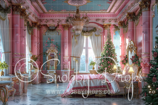 Pink Nutracker Bedroom Fabric Backdrop-Fabric Photography Backdrop-Snobby Drops Fabric Backdrops for Photography, Exclusive Designs by Tara Mapes Photography, Enchanted Eye Creations by Tara Mapes, photography backgrounds, photography backdrops, fast shipping, US backdrops, cheap photography backdrops