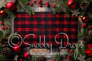Plaid Christmas Fabric Wee Drop-Fabric Photography Backdrop-Snobby Drops Fabric Backdrops for Photography, Exclusive Designs by Tara Mapes Photography, Enchanted Eye Creations by Tara Mapes, photography backgrounds, photography backdrops, fast shipping, US backdrops, cheap photography backdrops