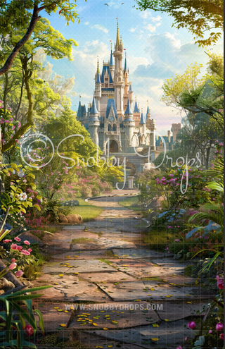 Princess Castle Fabric Backdrop Sweep-Fabric Photography Sweep-Snobby Drops Fabric Backdrops for Photography, Exclusive Designs by Tara Mapes Photography, Enchanted Eye Creations by Tara Mapes, photography backgrounds, photography backdrops, fast shipping, US backdrops, cheap photography backdrops