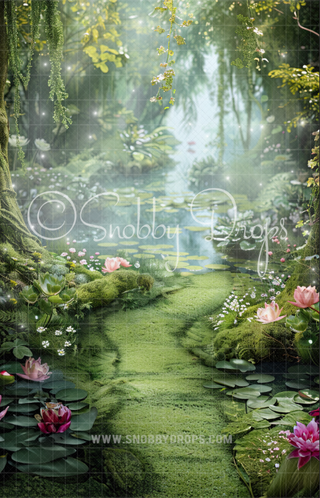 Princess Enchanted Swamp Fabric Backdrop Sweep-Fabric Photography Sweep-Snobby Drops Fabric Backdrops for Photography, Exclusive Designs by Tara Mapes Photography, Enchanted Eye Creations by Tara Mapes, photography backgrounds, photography backdrops, fast shipping, US backdrops, cheap photography backdrops
