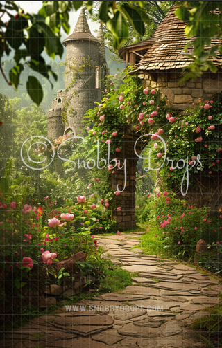 Princess Tower Fabric Backdrop Sweep-Fabric Photography Sweep-Snobby Drops Fabric Backdrops for Photography, Exclusive Designs by Tara Mapes Photography, Enchanted Eye Creations by Tara Mapes, photography backgrounds, photography backdrops, fast shipping, US backdrops, cheap photography backdrops