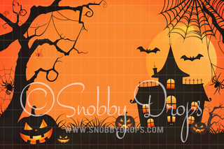 Pumpkin Silhouette Halloween Fabric Backdrop-Fabric Photography Backdrop-Snobby Drops Fabric Backdrops for Photography, Exclusive Designs by Tara Mapes Photography, Enchanted Eye Creations by Tara Mapes, photography backgrounds, photography backdrops, fast shipping, US backdrops, cheap photography backdrops