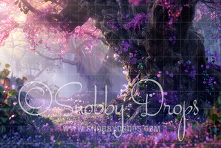 Purple Fairy Forest Fabric Backdrop-Fabric Photography Backdrop-Snobby Drops Fabric Backdrops for Photography, Exclusive Designs by Tara Mapes Photography, Enchanted Eye Creations by Tara Mapes, photography backgrounds, photography backdrops, fast shipping, US backdrops, cheap photography backdrops