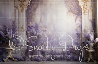 Purple Flower Room Fine Art Fabric Backdrop-Fabric Photography Backdrop-Snobby Drops Fabric Backdrops for Photography, Exclusive Designs by Tara Mapes Photography, Enchanted Eye Creations by Tara Mapes, photography backgrounds, photography backdrops, fast shipping, US backdrops, cheap photography backdrops