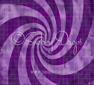 Purple Spiral Candy Factory Fabric Wee Drop-Fabric Photography Backdrop-Snobby Drops Fabric Backdrops for Photography, Exclusive Designs by Tara Mapes Photography, Enchanted Eye Creations by Tara Mapes, photography backgrounds, photography backdrops, fast shipping, US backdrops, cheap photography backdrops