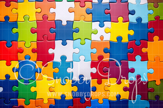 Puzzle Pieces Fabric Backdrop-Fabric Photography Backdrop-Snobby Drops Fabric Backdrops for Photography, Exclusive Designs by Tara Mapes Photography, Enchanted Eye Creations by Tara Mapes, photography backgrounds, photography backdrops, fast shipping, US backdrops, cheap photography backdrops