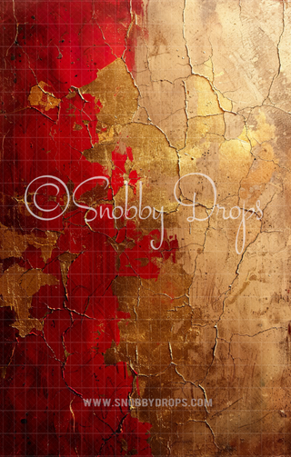 Red and Gold Foil Painterly Fine Art Fabric Backdrop Sweep-Fabric Photography Backdrop-Snobby Drops Fabric Backdrops for Photography, Exclusive Designs by Tara Mapes Photography, Enchanted Eye Creations by Tara Mapes, photography backgrounds, photography backdrops, fast shipping, US backdrops, cheap photography backdrops