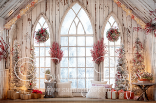 Red Bud Christmas Fabric Photography Backdrop-Fabric Photography Backdrop-Snobby Drops Fabric Backdrops for Photography, Exclusive Designs by Tara Mapes Photography, Enchanted Eye Creations by Tara Mapes, photography backgrounds, photography backdrops, fast shipping, US backdrops, cheap photography backdrops