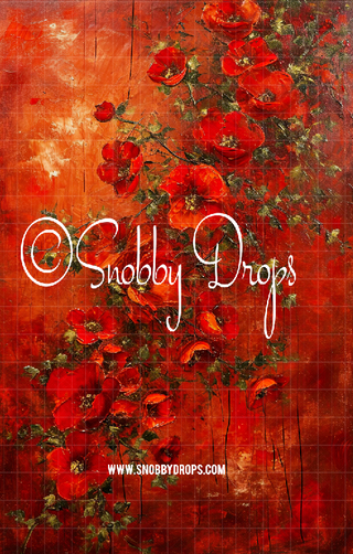 Red Fine Art Floral Fabric Backdrop Sweep-Fabric Photography Sweep-Snobby Drops Fabric Backdrops for Photography, Exclusive Designs by Tara Mapes Photography, Enchanted Eye Creations by Tara Mapes, photography backgrounds, photography backdrops, fast shipping, US backdrops, cheap photography backdrops