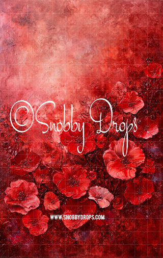 Red Flowers Texture Fine Art Floral Fabric Backdrop Sweep-Fabric Photography Sweep-Snobby Drops Fabric Backdrops for Photography, Exclusive Designs by Tara Mapes Photography, Enchanted Eye Creations by Tara Mapes, photography backgrounds, photography backdrops, fast shipping, US backdrops, cheap photography backdrops