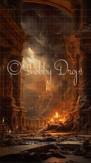 Renaissance Biblical Ruins Fabric Backdrop Sweep-Fabric Photography Sweep-Snobby Drops Fabric Backdrops for Photography, Exclusive Designs by Tara Mapes Photography, Enchanted Eye Creations by Tara Mapes, photography backgrounds, photography backdrops, fast shipping, US backdrops, cheap photography backdrops