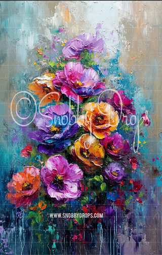 Rich Painted Flowers Texture Fine Art Floral Fabric Backdrop Sweep-Fabric Photography Sweep-Snobby Drops Fabric Backdrops for Photography, Exclusive Designs by Tara Mapes Photography, Enchanted Eye Creations by Tara Mapes, photography backgrounds, photography backdrops, fast shipping, US backdrops, cheap photography backdrops