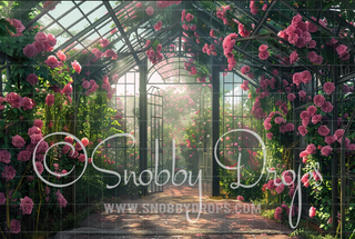 Rose Greenhouse Fabric Backdrop-Fabric Photography Backdrop-Snobby Drops Fabric Backdrops for Photography, Exclusive Designs by Tara Mapes Photography, Enchanted Eye Creations by Tara Mapes, photography backgrounds, photography backdrops, fast shipping, US backdrops, cheap photography backdrops