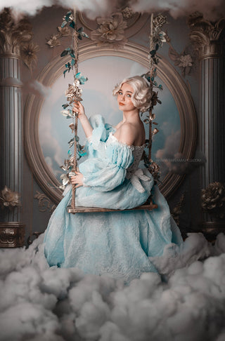 Sky Renaissance Room Fabric Backdrop Sweep-Fabric Photography Sweep-Snobby Drops Fabric Backdrops for Photography, Exclusive Designs by Tara Mapes Photography, Enchanted Eye Creations by Tara Mapes, photography backgrounds, photography backdrops, fast shipping, US backdrops, cheap photography backdrops