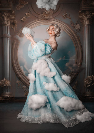 Sky Renaissance Room Fabric Backdrop Sweep-Fabric Photography Sweep-Snobby Drops Fabric Backdrops for Photography, Exclusive Designs by Tara Mapes Photography, Enchanted Eye Creations by Tara Mapes, photography backgrounds, photography backdrops, fast shipping, US backdrops, cheap photography backdrops