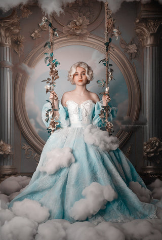 Sky Renaissance Room Fabric Backdrop Sweep-Fabric Photography Sweep-Snobby Drops Fabric Backdrops for Photography, Exclusive Designs by Tara Mapes Photography, Enchanted Eye Creations by Tara Mapes, photography backgrounds, photography backdrops, fast shipping, US backdrops, cheap photography backdrops