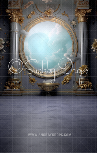 Sky Renaissance Room Fabric Backdrop Sweep-Fabric Photography Sweep-Snobby Drops Fabric Backdrops for Photography, Exclusive Designs by Tara Mapes Photography, Enchanted Eye Creations by Tara Mapes, photography backgrounds, photography backdrops, fast shipping, US backdrops, cheap photography backdrops