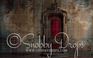 Ruins Baroque Renaissance Wall with Red Door Fabric Backdrop-Fabric Photography Backdrop-Snobby Drops Fabric Backdrops for Photography, Exclusive Designs by Tara Mapes Photography, Enchanted Eye Creations by Tara Mapes, photography backgrounds, photography backdrops, fast shipping, US backdrops, cheap photography backdrops