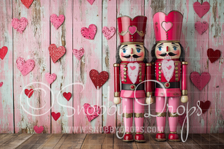 Rustic Valentine Nutcrackers Fabric Backdrop-Fabric Photography Backdrop-Snobby Drops Fabric Backdrops for Photography, Exclusive Designs by Tara Mapes Photography, Enchanted Eye Creations by Tara Mapes, photography backgrounds, photography backdrops, fast shipping, US backdrops, cheap photography backdrops