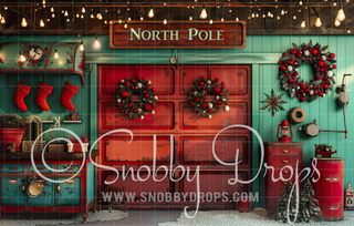 Santa's Garage Christmas 3 Piece Room Set-Photography Backdrop 3P Room Set-Snobby Drops Fabric Backdrops for Photography, Exclusive Designs by Tara Mapes Photography, Enchanted Eye Creations by Tara Mapes, photography backgrounds, photography backdrops, fast shipping, US backdrops, cheap photography backdrops