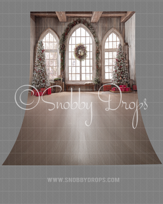 Shabby Chic White Christmas Fabric Backdrop Sweep-Fabric Photography Sweep-Snobby Drops Fabric Backdrops for Photography, Exclusive Designs by Tara Mapes Photography, Enchanted Eye Creations by Tara Mapes, photography backgrounds, photography backdrops, fast shipping, US backdrops, cheap photography backdrops