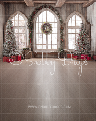 Shabby Chic White Christmas Fabric Backdrop Sweep-Fabric Photography Sweep-Snobby Drops Fabric Backdrops for Photography, Exclusive Designs by Tara Mapes Photography, Enchanted Eye Creations by Tara Mapes, photography backgrounds, photography backdrops, fast shipping, US backdrops, cheap photography backdrops