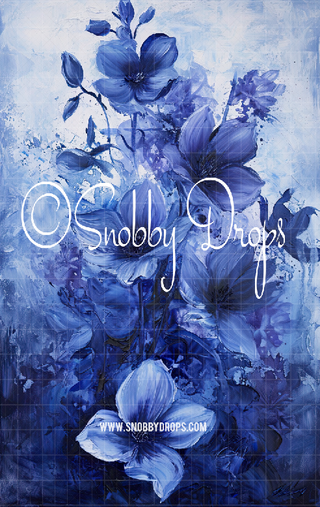 Shades Blue Flowers Texture Fine Art Floral Fabric Backdrop Sweep-Fabric Photography Sweep-Snobby Drops Fabric Backdrops for Photography, Exclusive Designs by Tara Mapes Photography, Enchanted Eye Creations by Tara Mapes, photography backgrounds, photography backdrops, fast shipping, US backdrops, cheap photography backdrops