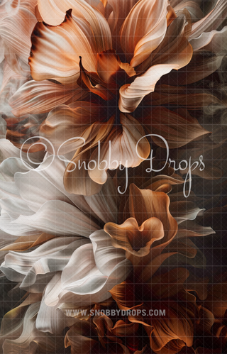 Shades of Brown Floral Dance Fine Art Floral Fabric Backdrop Sweep-Fabric Photography Sweep-Snobby Drops Fabric Backdrops for Photography, Exclusive Designs by Tara Mapes Photography, Enchanted Eye Creations by Tara Mapes, photography backgrounds, photography backdrops, fast shipping, US backdrops, cheap photography backdrops