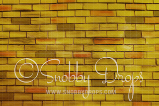Shades of Yellow Brick Fabric or Rubber Backed Floor-Floor-Snobby Drops Fabric Backdrops for Photography, Exclusive Designs by Tara Mapes Photography, Enchanted Eye Creations by Tara Mapes, photography backgrounds, photography backdrops, fast shipping, US backdrops, cheap photography backdrops