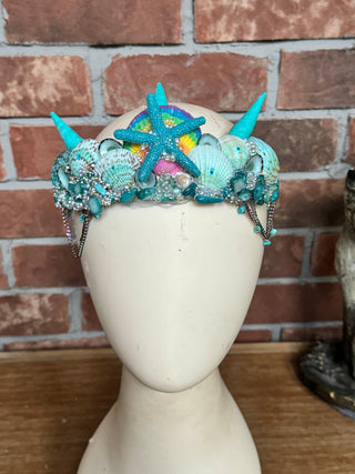 Shimmery Shells Mermaid Crown-Accessories-Snobby Drops Fabric Backdrops for Photography, Exclusive Designs by Tara Mapes Photography, Enchanted Eye Creations by Tara Mapes, photography backgrounds, photography backdrops, fast shipping, US backdrops, cheap photography backdrops